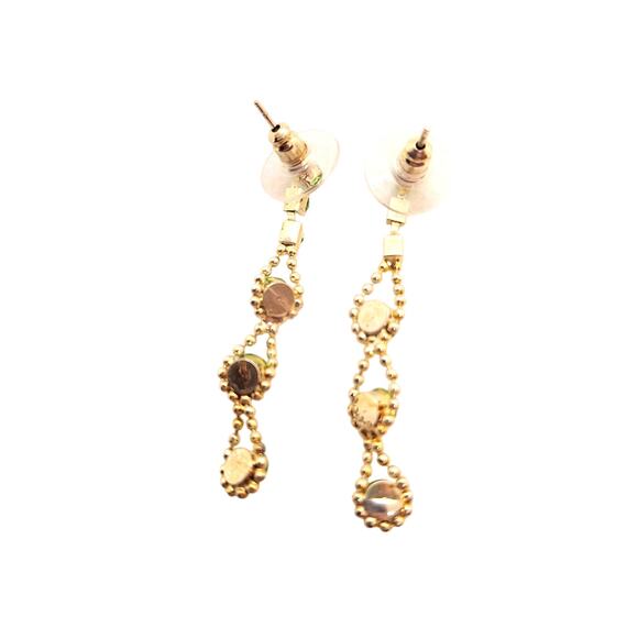 Lime Green Rhinestone Necklace/Earring Set Bib Style Gold Tone - Picture 6 of 7